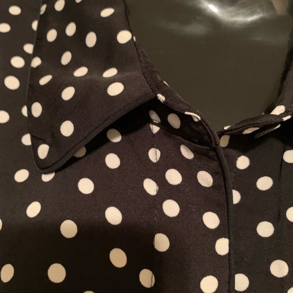JOE FRESH Black and White Polka Dot Long Sleeve Blouse - Picture 4 of 9